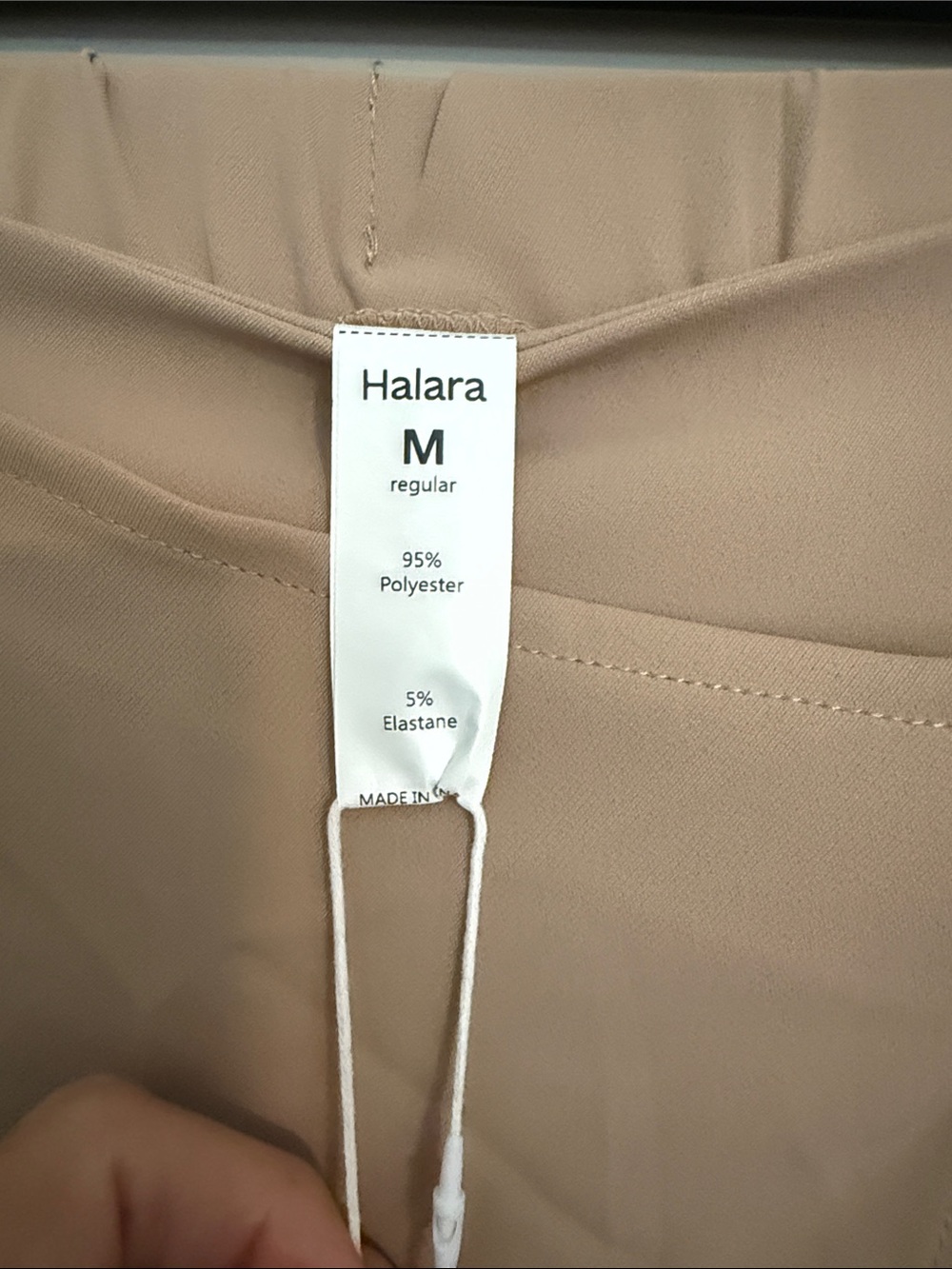Halara Beige Wrap-Front Wide Leg Pants with Self-Tie - Picture 3 of 5